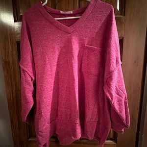 Zenana Women’s Small Heathered Pink Sweater